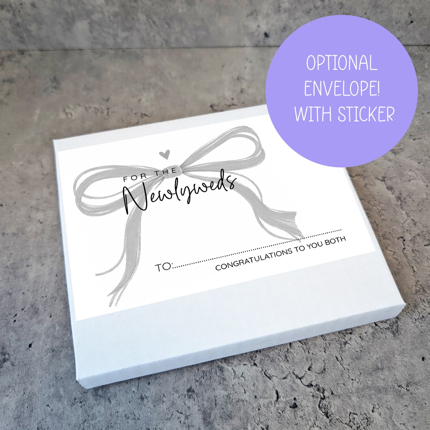 Personalised Wedding Money Holder, Newlywed Cash Gift Card, Modern Bow Couple Keepsake