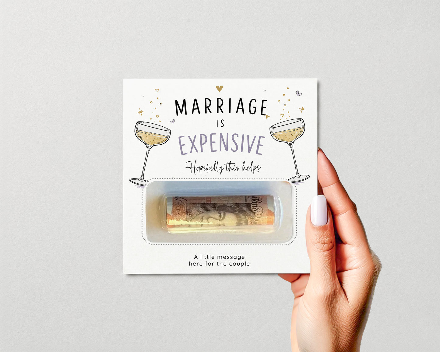 Personalised Funny Wedding Money Holder, Newlywed Cash Gift Card, Marriage Couple Honeymoon Fund
