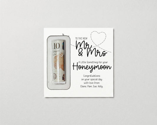 Personalised Mr & Mrs Honeymoon Money Gift Wallet • Wedding Keepsake Envelope