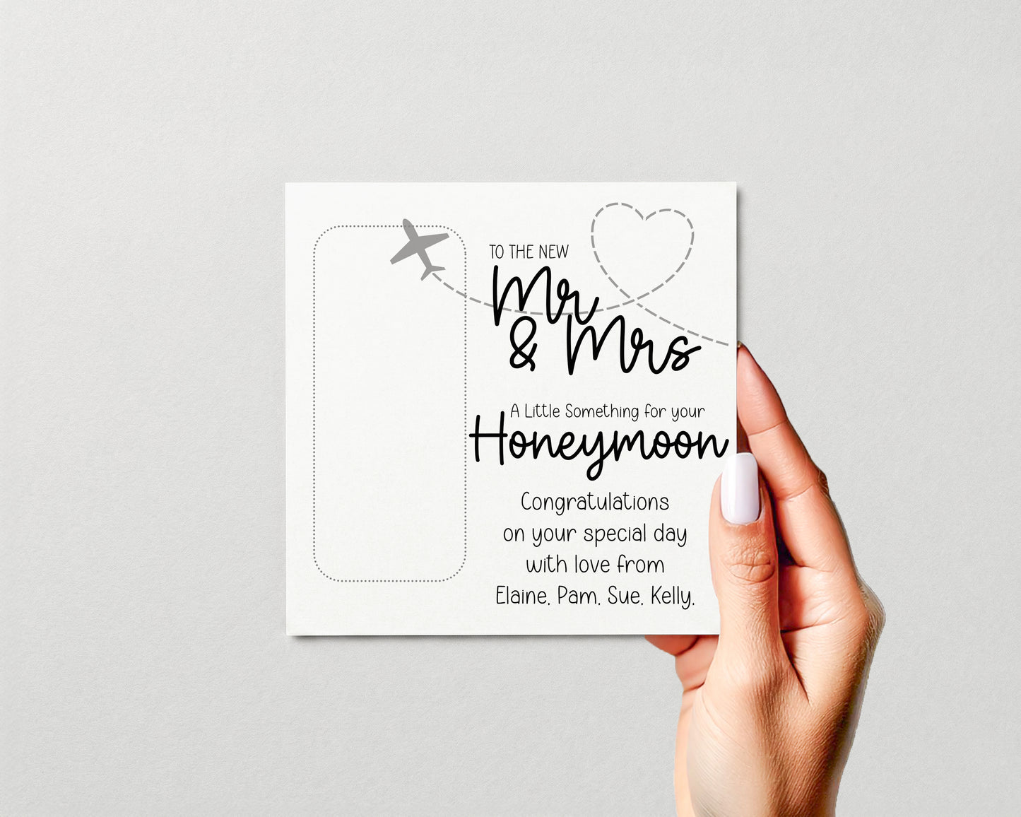 Personalised Mr & Mrs Honeymoon Money Gift Card Wallet • Wedding Keepsake Envelope