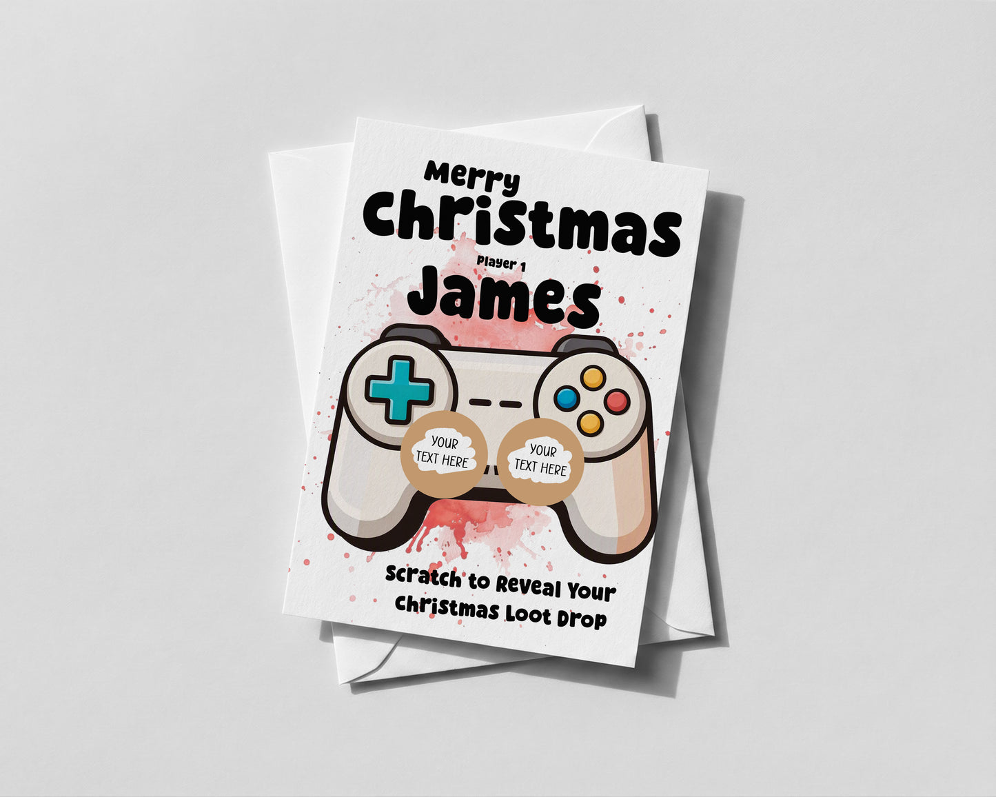 Personalised Christmas Gamer Scratch Card Loot Drop For him Kids Teens Surprise