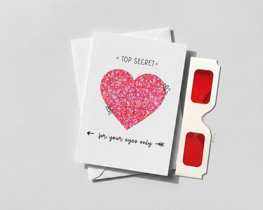 Secret Message Card with Reveal Glasses – Personalised Hidden Text Surprise Card