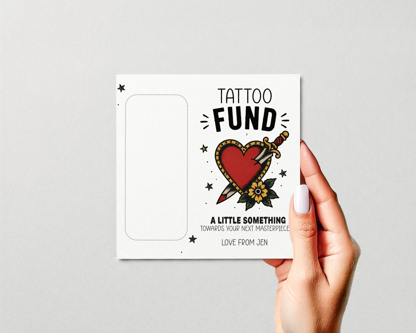 Personalised Tattoo Money Card – Custom Gift for Tattoo Lovers – Premium Cash Card for Tattoo Fund