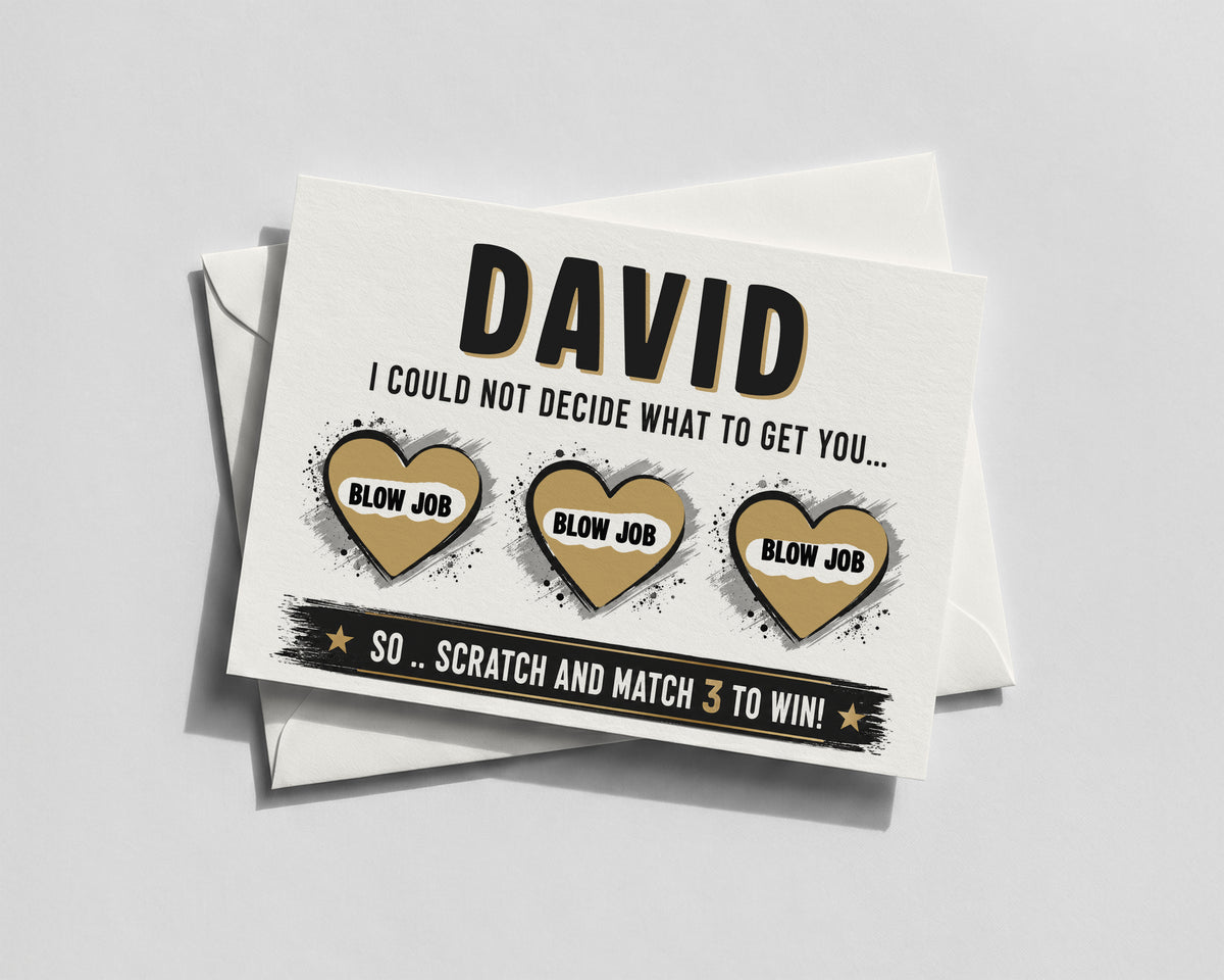 Personalised Naughty Scratch Off Card, Funny Birthday Card for Him, Boyfriend Husband Gift, Cheeky Adult Birthday Surprise