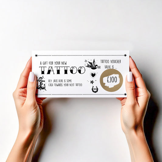 Personalised Tattoo Voucher Scratch Card – Surprise Tattoo Reveal Gift for Any Occasion